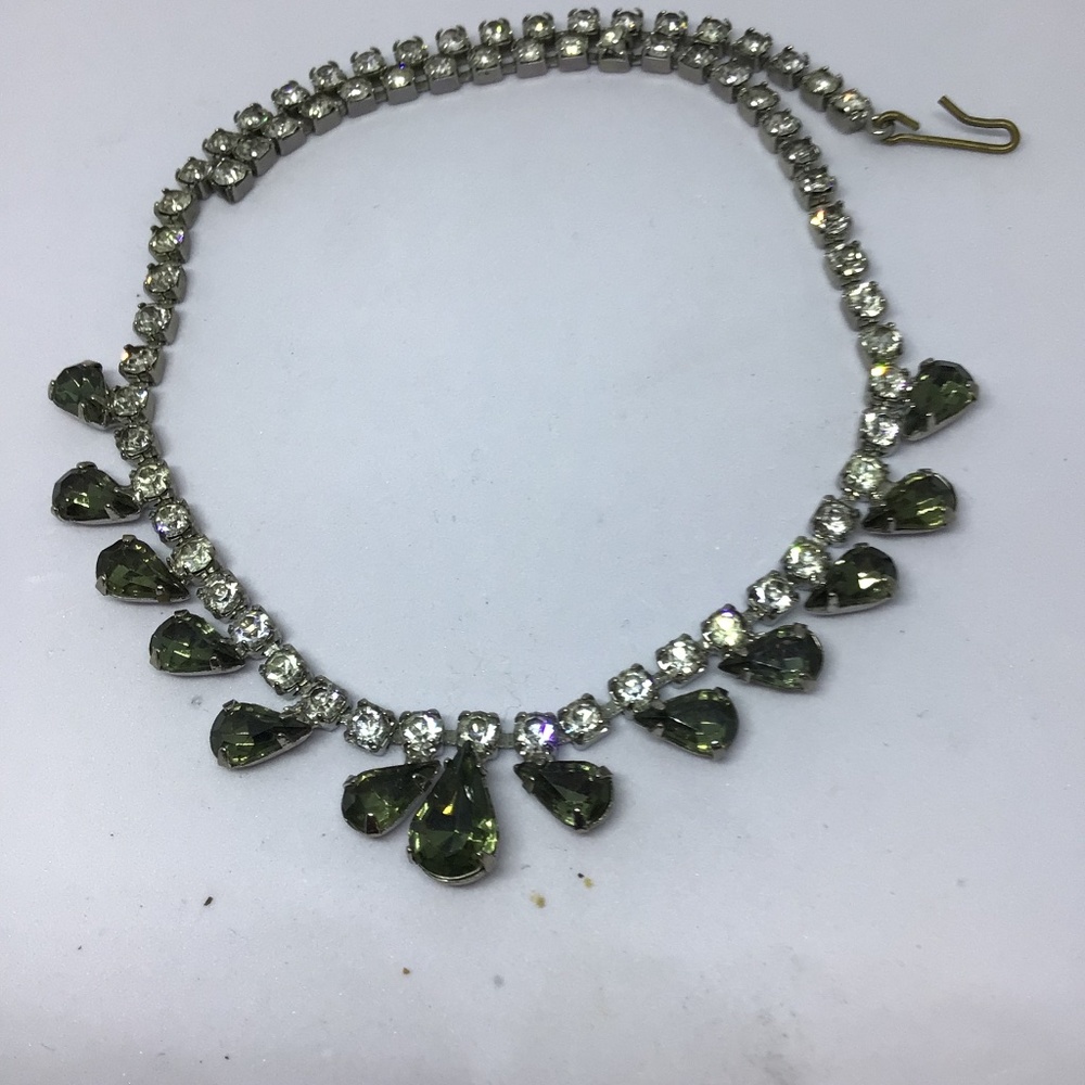 Vintage Rhinestone and griege stone necklace